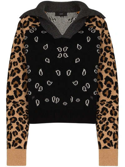 Alanui Leopard Bandana Cashmere Sweater In Brown
