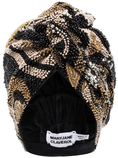 Mary Jane Claverol Amazona Bead-embellished Turban Hat In Black
