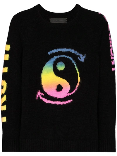 The Elder Statesman Painted Truth & Harmony Cashmere Jumper In Black