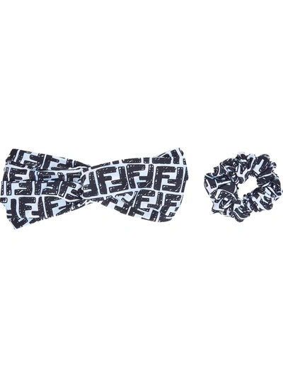 Fendi X Joshua Vides Ff Motif Headband And Scrunchie Set In Blue