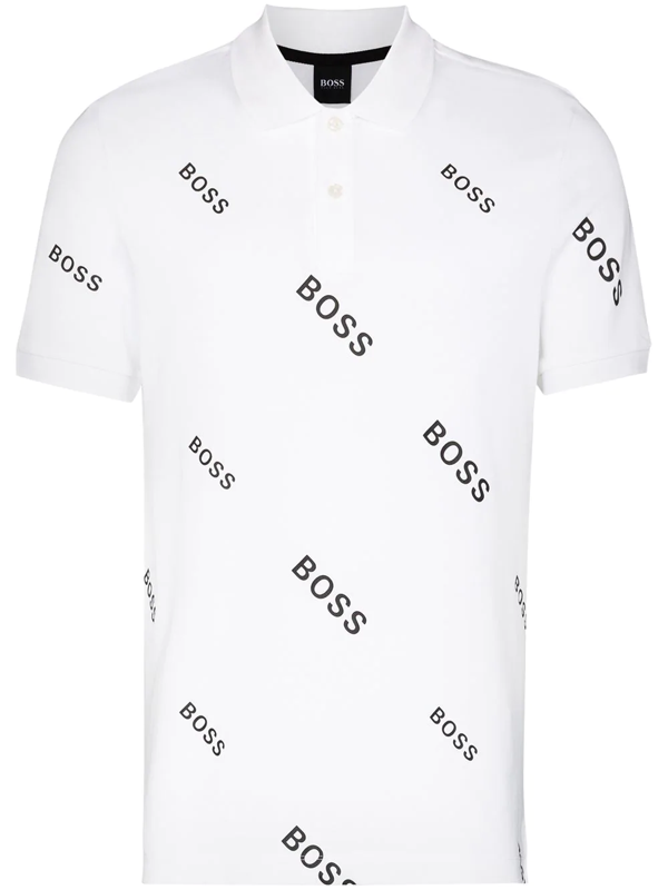 Hugo Boss Phillipson Logo Cotton Polo Shirt In White | ModeSens