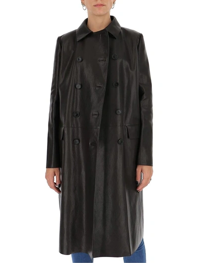 Prada Double Breasted Coat In Black