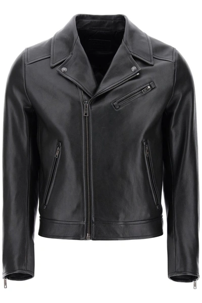 Prada Zipped Biker Jacket In Black