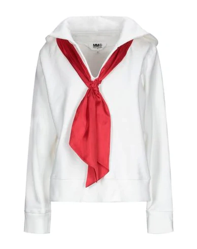 Mm6 Maison Margiela Hooded Sweatshirt In White