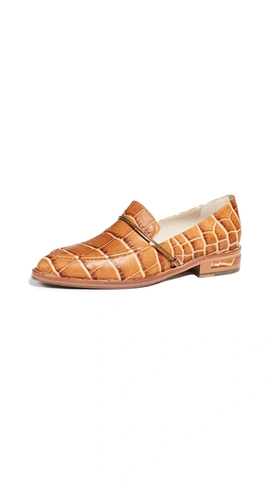 Freda Salvador Women's Light Apron-toe Loafers In Mustard Embossed Croc