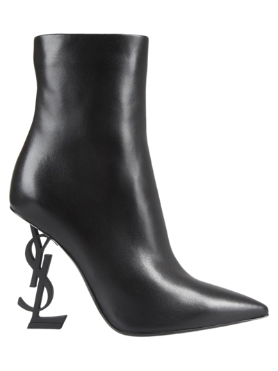 Saint Laurent Ysl Opyum Black Leather Ankle Boot