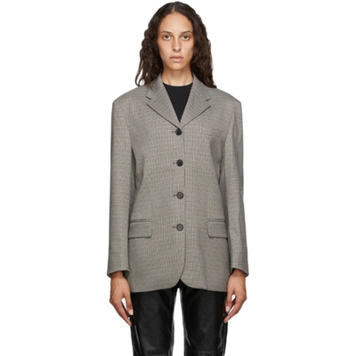 Andersson Bell Brown And Black Houndstooth Four-button Blazer In Beige Check