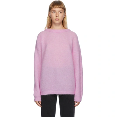 Acne Studios Pink Wool & Mohair Oversized Sweater In Crewneck Sweater