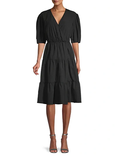 Rebecca Minkoff Mary Puff-sleeve Flare Dress In Black