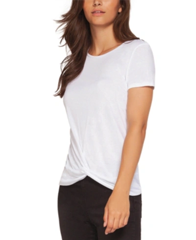 Black Tape Front-twist T-shirt In White