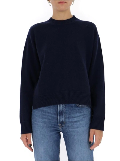 Valentino Flower-embellished Sweater In Navy