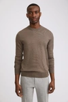 Filippa K Cotton Merino Sweater In Dark Taupe Melange