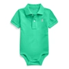 Polo Ralph Lauren Babies' Cotton Mesh Polo Bodysuit In Sunset Green