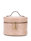 Gucci Mini Marmont Quilted Leather Beauty Case In Brown