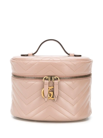 Gucci Mini Marmont Quilted Leather Beauty Case In Brown