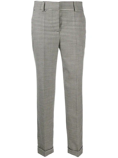 P.a.r.o.s.h Lester Gingham Patterned Cropped Trousers In Black