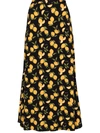 Reformation Bea Lemon Print Midi Skirt In Black