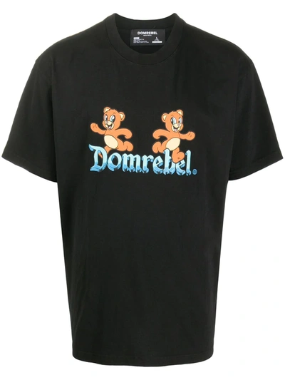 Domrebel Short Sleeve Castle Print T-shirt In Black