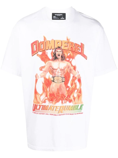 Domrebel Short Sleeve Wrestler Print T-shirt In White