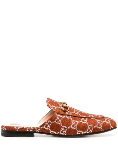 Gucci Gg Princetown Loafers In Brown In Orange