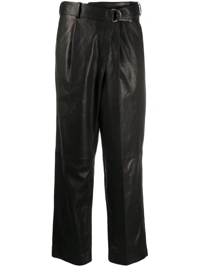 Helmut Lang Wrap-front Cropped Trousers In Black