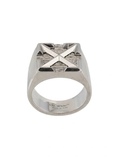 Off-white Silver-tone Arrow Signet Ring