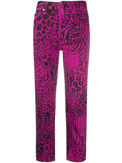 Just Cavalli Animal Print Trousers In Pink