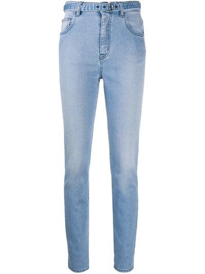 Just Cavalli High-waisted Belted Skinny Jeans In Blue