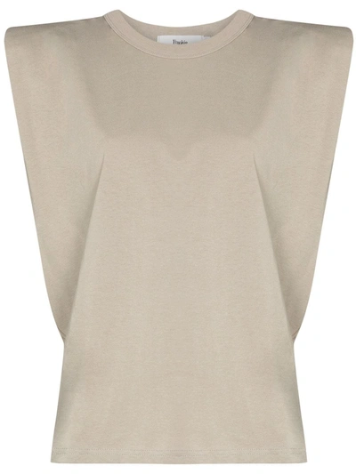 The Frankie Shop Eva Shoulder-pad T-shirt In Grey
