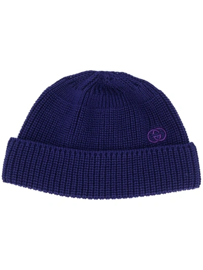 Gucci Men's Ribbed Cotton Beanie Hat In Blue