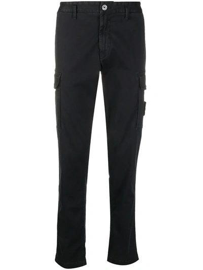 Stone Island Blue Stretch-cotton Logo Patch Tapered Cargo Trousers