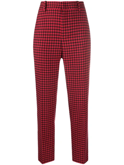 Red Valentino Check-pattern Cropped Trousers In Red