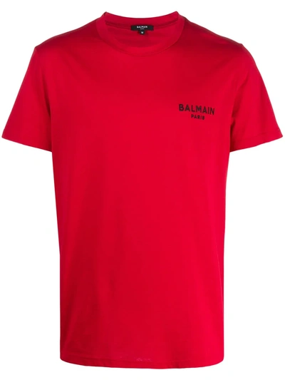 Balmain Logo Print T-shirt In Red