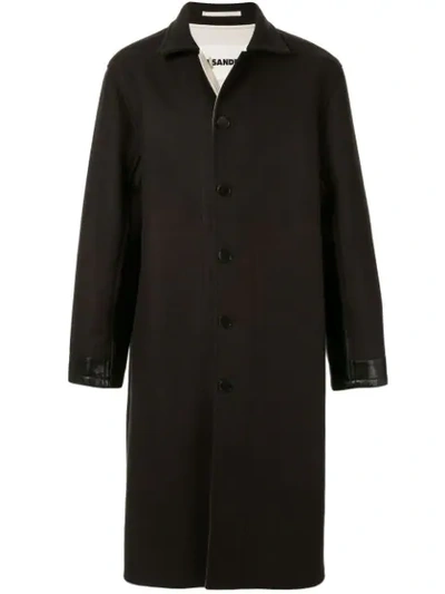 Jil Sander Long Single-breasted Coat In Black