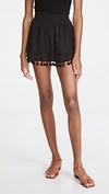 Ramy Brook Stevie Pompom Trim Mini Skirt In Black