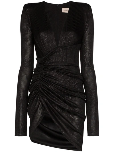 Alexandre Vauthier Sparkled V-neck Mini Dress In Black