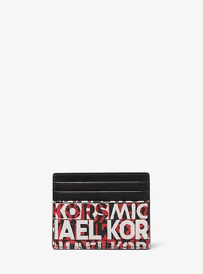 Michael Kors Greyson Tall Graphic Logo Card Case In Black