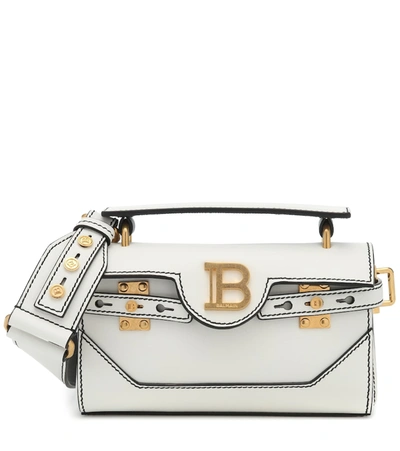 Balmain Bbuzz Baguette Hand Bag In Silver Leather In White