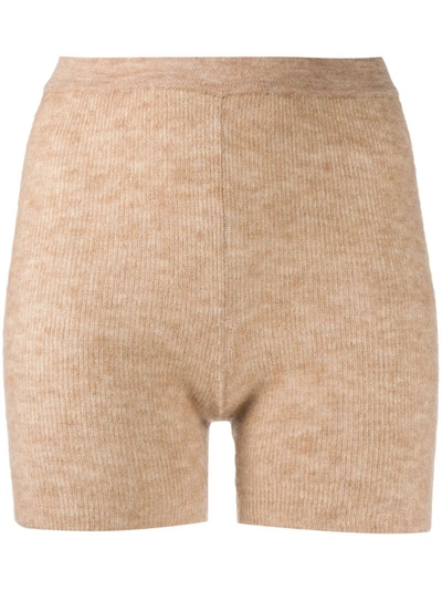 Jacquemus Knit Mohair Blend Shorts In Neutrals