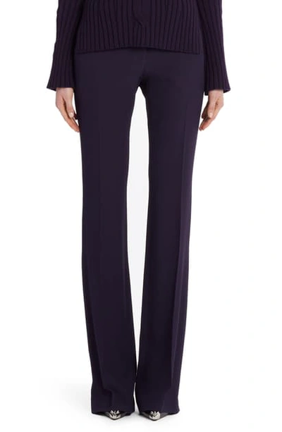 Alexander Mcqueen Leaf Crepe Slim Bootcut Pants In Amethyst