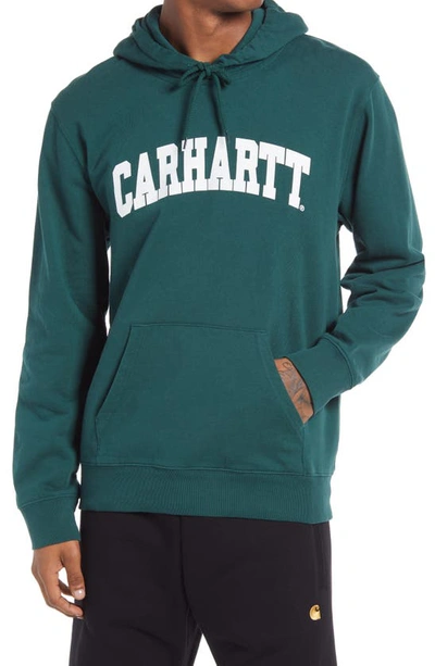 Carhartt College Logo Hoodie In Treehouse / White