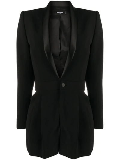 Dsquared2 Silk Lapel Suit Jacket Playsuit In Black