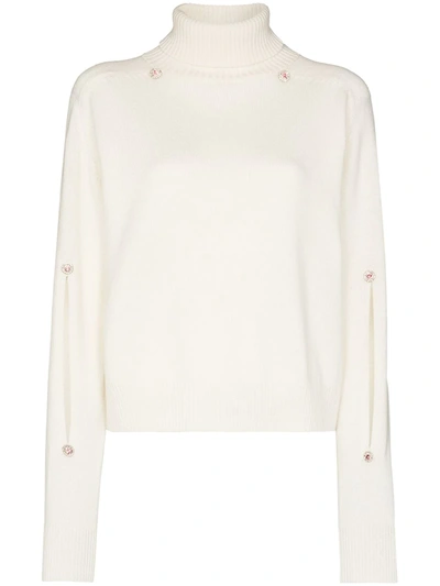 Christopher Kane Slash-sleeve Roll-neck Jumper In White