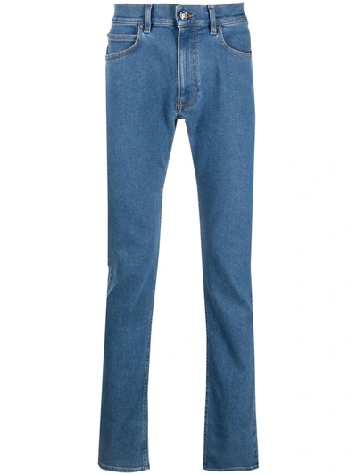 Versace Logo-patch Straight-leg Jeans In Blue