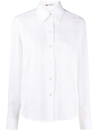 Ports 1961 Plaid-print Long-sleeved Shirt In White