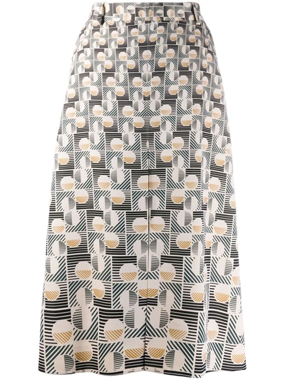Ports 1961 Geometric-print Midi Skirt In Neutrals