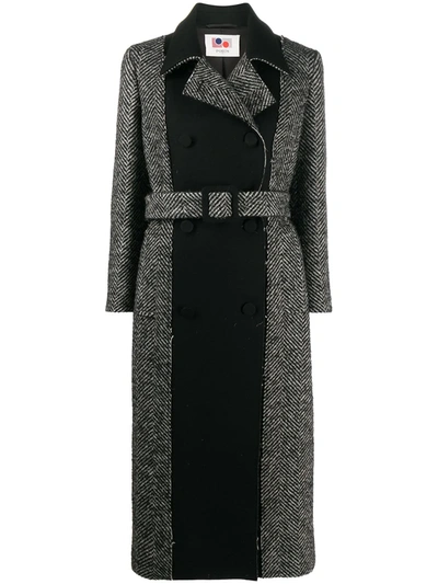 Ports 1961 Chevron Double-breasted Coat In Black