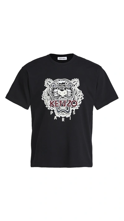 Kenzo Varsity Tiger Logo T-shirt In Black