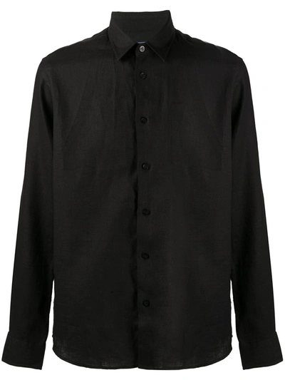 Vilebrequin Solid Colour Linen Shirt In Black