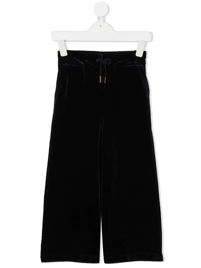 Chloé Kids' Textured Style Wide-leg Trousers In Blue
